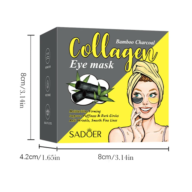 60 Bamboo Charcoal Collagen Moisturizing Eye Mask Deep Firming Skin Qme