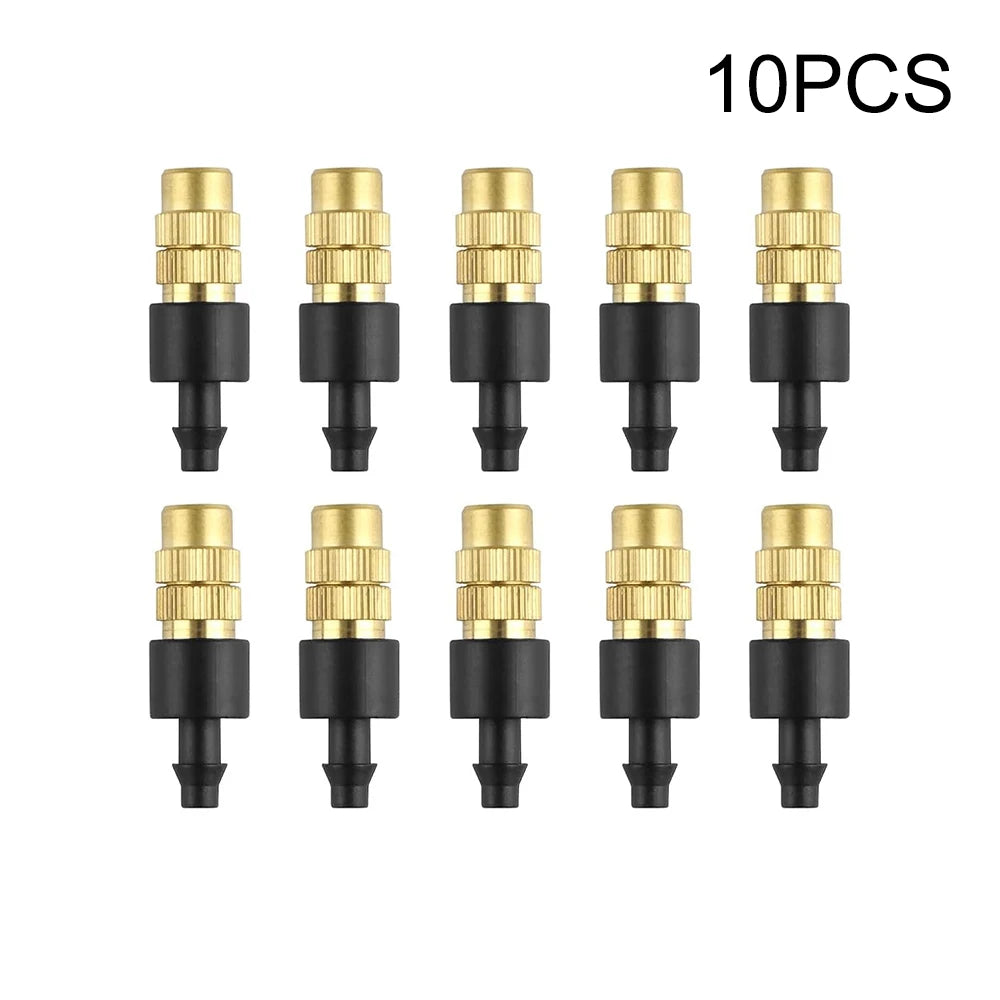 10pcs 4/7PVC Outdoor Misting Cooling System Garden Irrigation Watering 1/4'' Brass Atomizer Adjustable Garden Micro Sprinklers Qme 10PCS