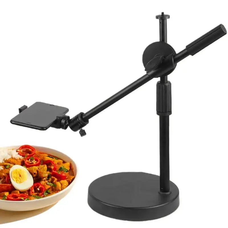 Tabletop Overhead Tripod Stand Ring Light Mobile Phone Holder Boom Qme