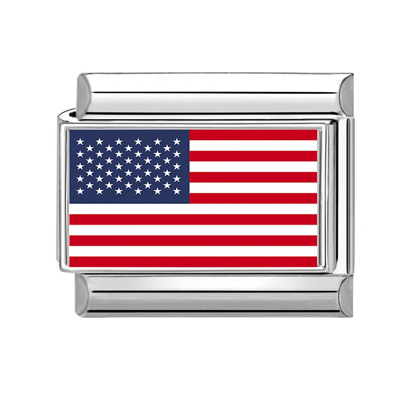 2025 Fashion Photo Italian Charm Bracelet 9mm Diy Color National Flag Series of Each Country Mexico,America,Britain,Italy,Israel Qme Style 11