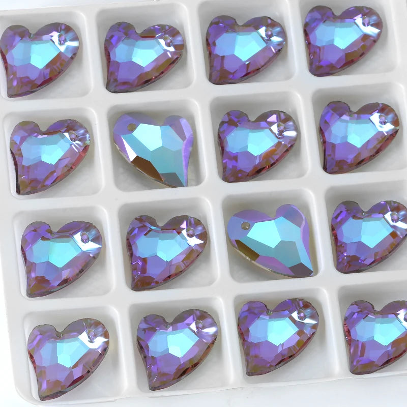17mm Austria 6261 Devoted 2 U Heart Pendant Loose Rhinestone Charms Beads for Jewelry Making Bracelet Necklace Earrings DIY Qme 001VL 14x17mm-12pcs