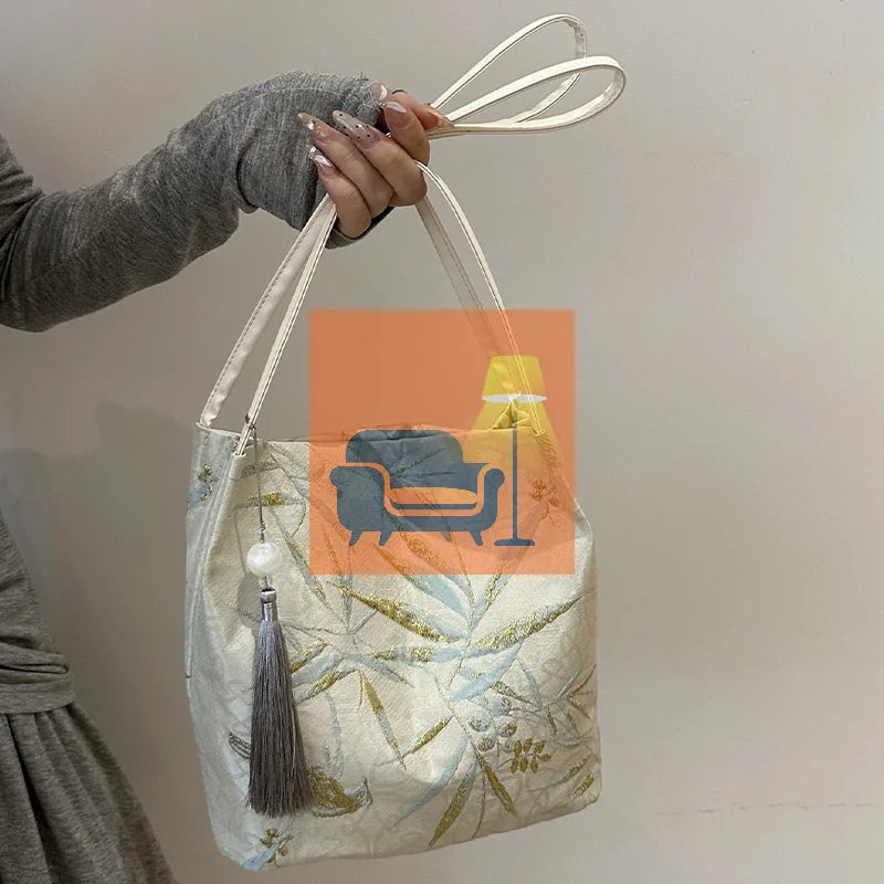 Women's Shoulder Bags New Chinese Style Temperament Elegant Advanced Retro Tote Bag Fashion Large Capacity All-match Handbags Qme