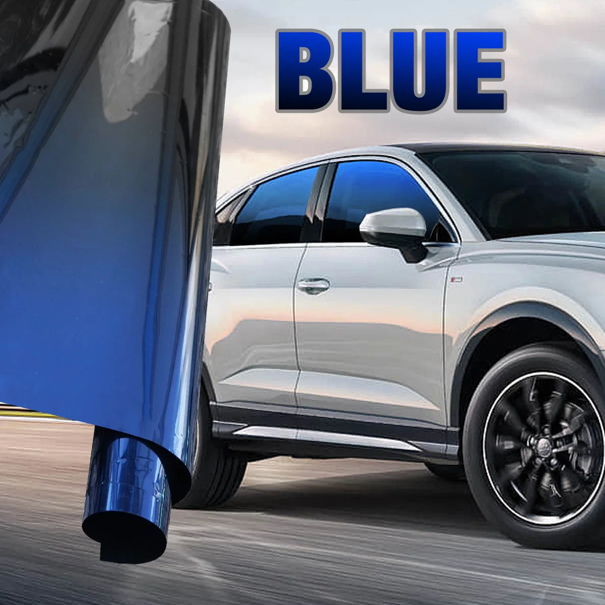 Universal Gradient Solar Window Tint Film Color Changing Car Sunshade Front Windshield Heat Insulation Shade Protector Qme BLUE 5m 50cm
