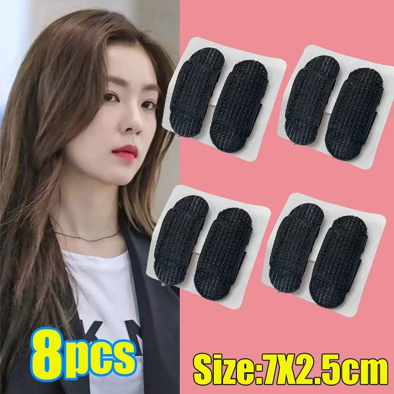 8/4/2PCS Puff Hair Head Cushion Hair Clips Invisible Volume Hair Base Fluffy Sponge Clip Bun DIY Hair Styling Tool for Women Qme Black-8pcs