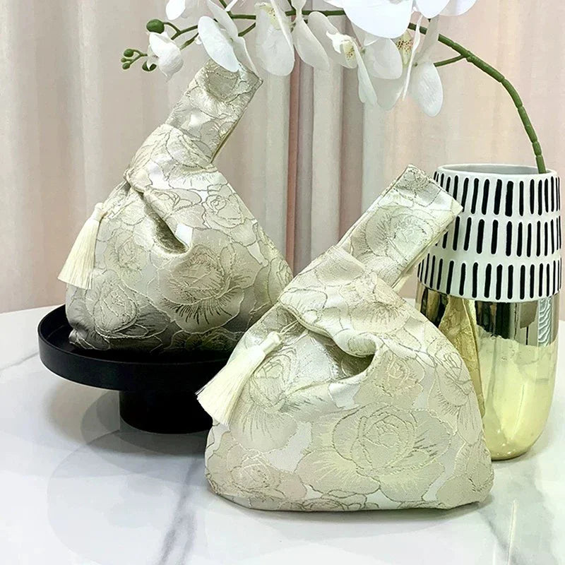 Gift Bags Wedding Favors Jacquard Fabric Boxes Tassel Wedding Candy Tote Bags Qme