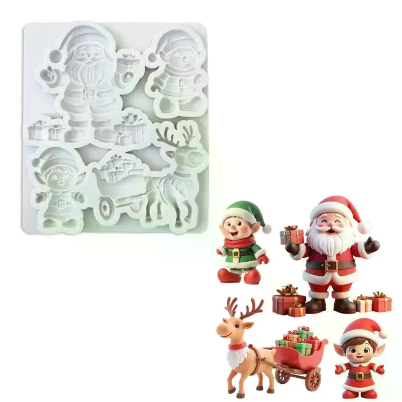 Reindeer Santa Claus Sleigh Elf Christmas Silicone Sugarcraft Mold Cupcake Baking Mould Fondant Cake Decorating Tools Qme