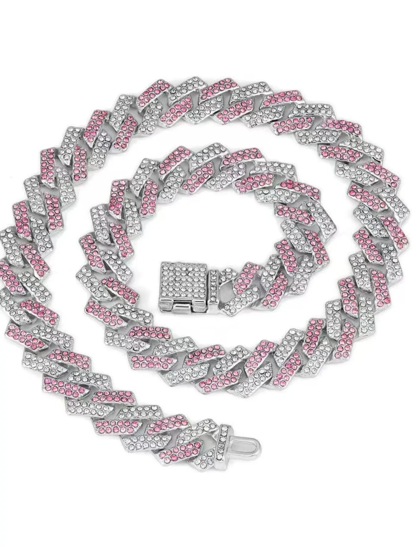 Trendy Silver Plated Full Diamond Women Quartz Watch Multipack Pink White Rhinestone Cuban Bracelet Cross Necklace Street Jewelr Qme