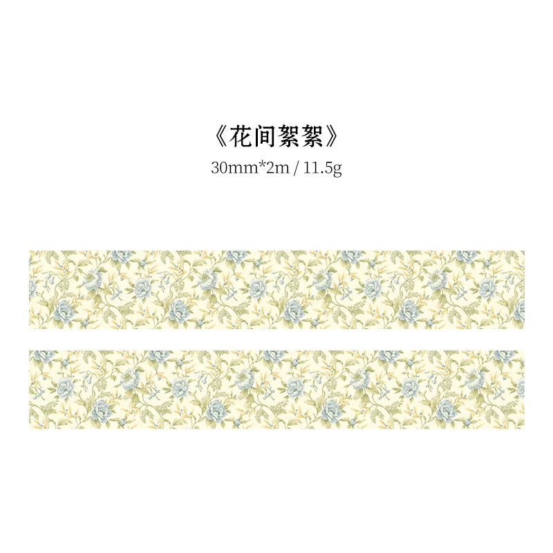 TIANZI 30mm/50mm*2m Vintage Plant Masking Washi Tape Flowers Sticker Aesthetics Diy Scrapbooking Sticker School Supplies Qme E