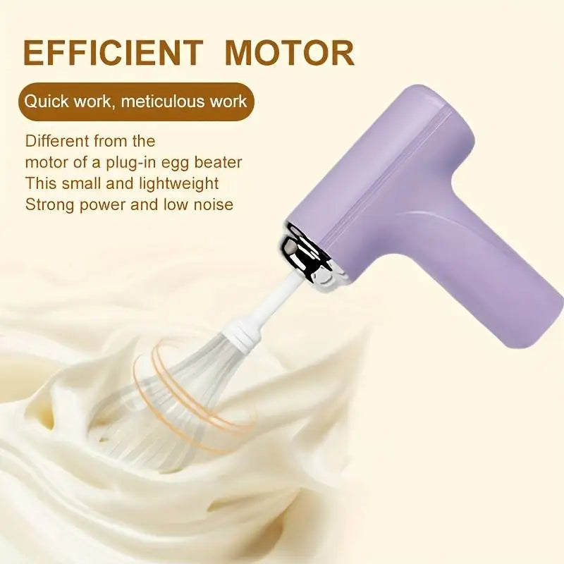 Electric Egg Beater Coffee Frother Milk Whisk MINI Food Blender Egg White Whipped USB Rechargeable Three Speeds Whisk Tools Qme