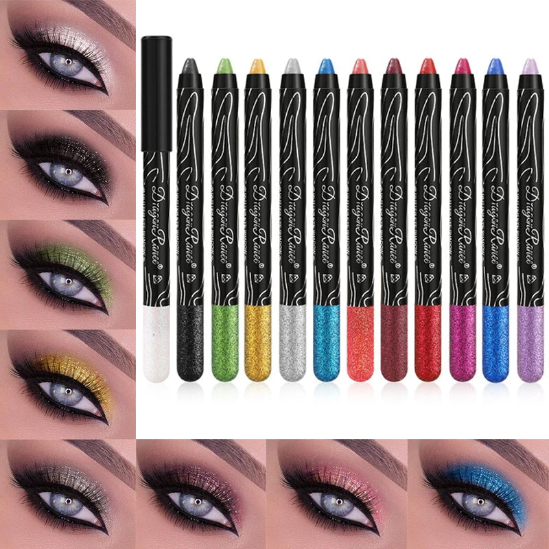 Waterproof Pearlescent Eyeshadow Eyeliner Pencil Lasting Glitter Matte Nude Eye Shadow Makeup Pigment Silkworm Eyeshadow Pen Qme