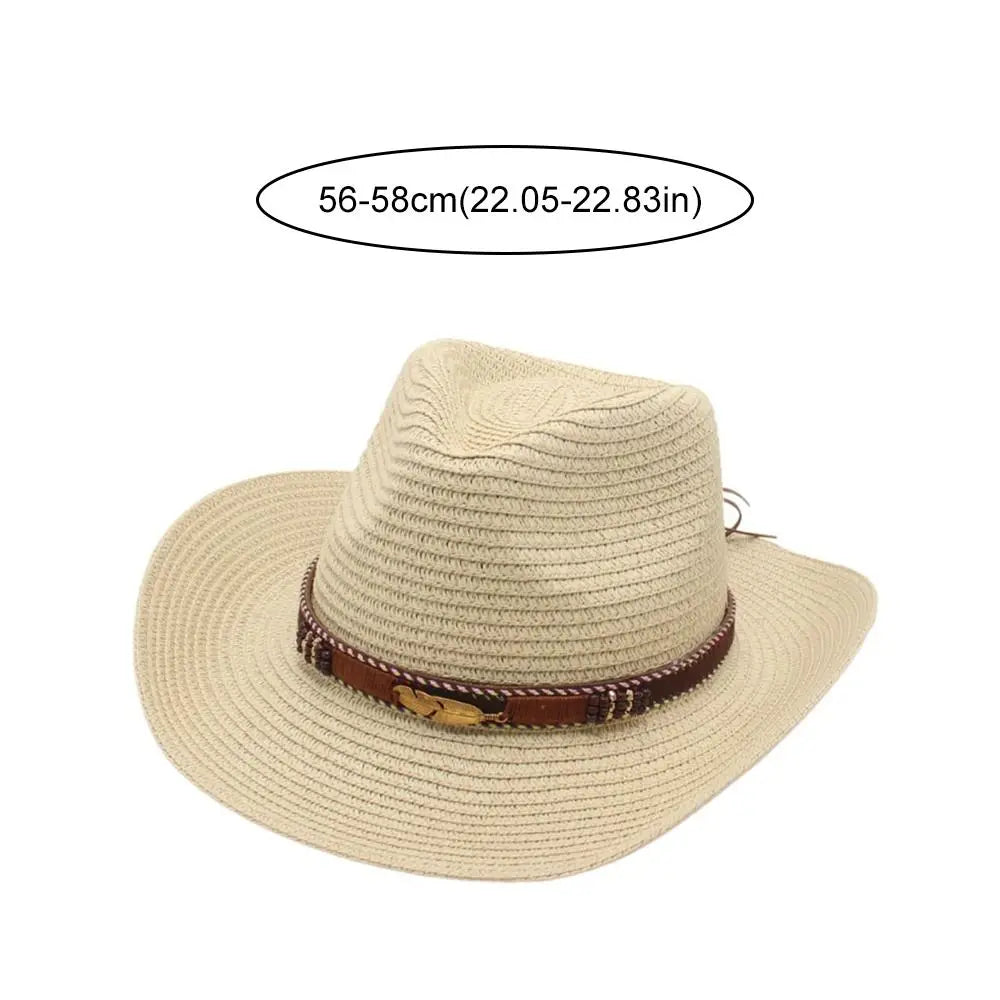 Fashion Summer Western Cowboy Hats Hiking Wide Brim Straw Cowgirl Hat Qme