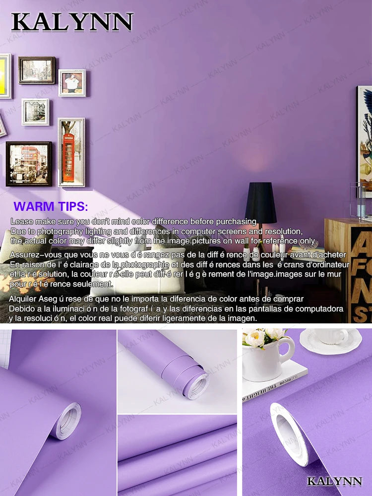Solid Vinyl Self Adhesive Contact Paper Peel Stick Wallpaper Wall Qme Purple 50x500cm