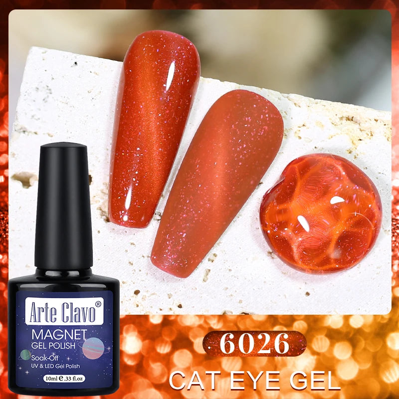 Arte Clavo Cat Eye Magnetic Gel Polish Green Red Semi Permanent Soak Qme