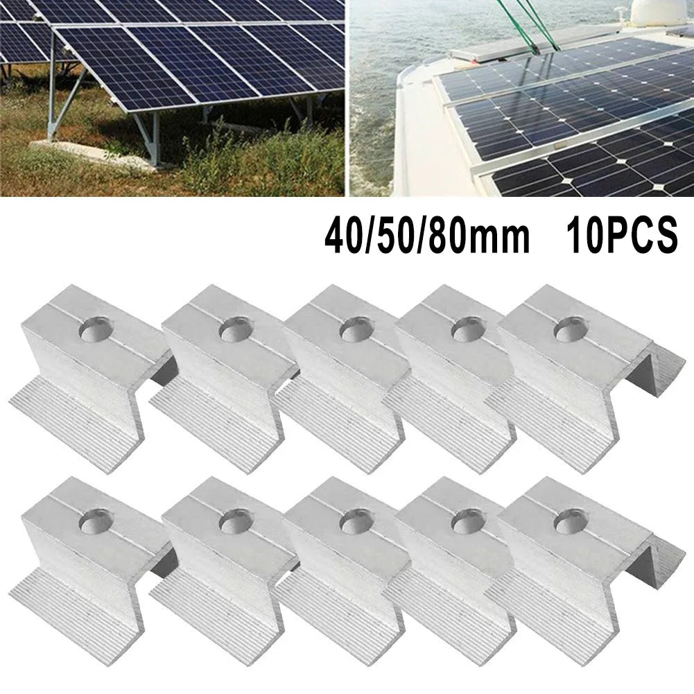 10Pcs/set Solar Middle Clamp PV Fit For Aluminum Alloy Solar Panel Frame Height 25-50mm For Most Frame Modules Accessories Qme