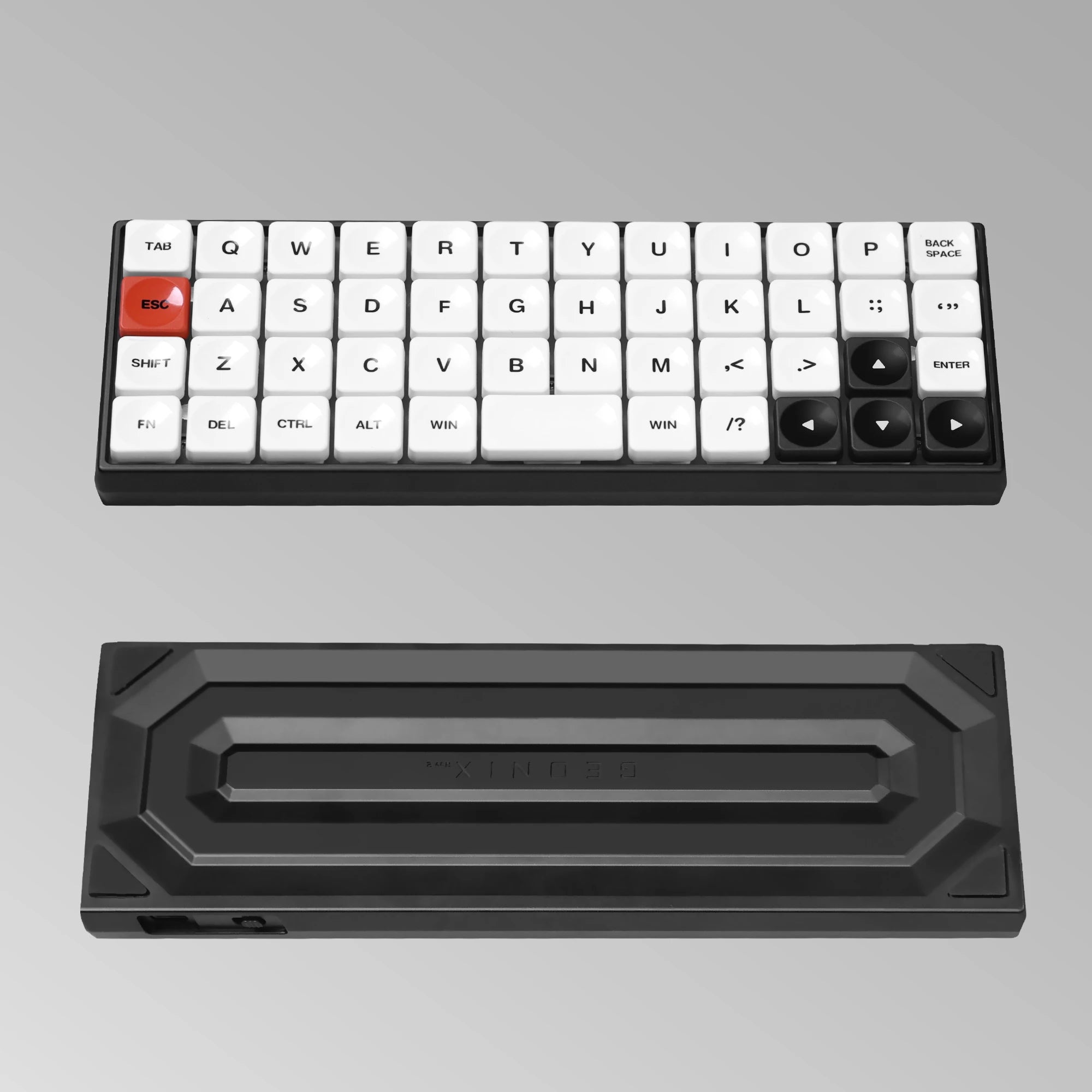 Chosfox Geonix48 Rev.2 Low Profile Keyboard Three Mode Portable Mechanical Keyboard Kit Support QMK/VIA For MX and Choc Switch Qme Black keyboard Single Mode