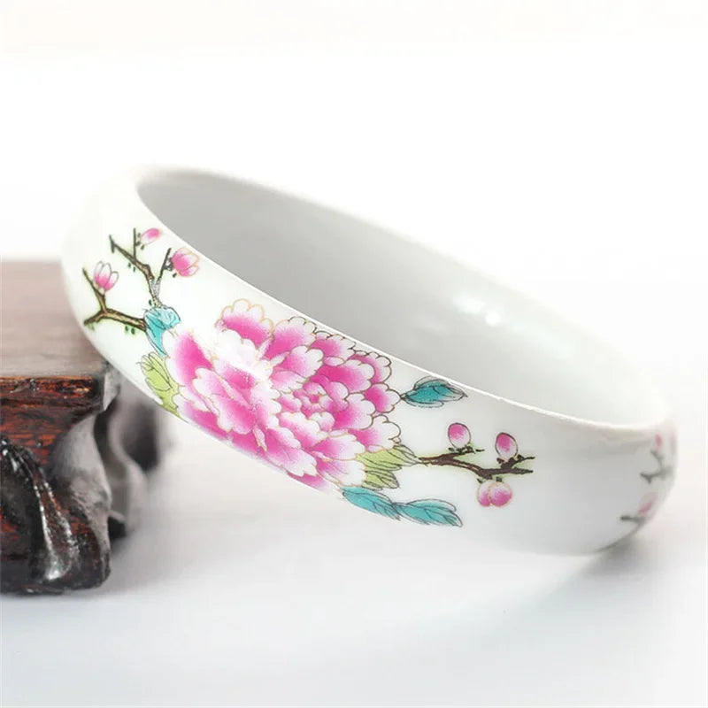 Chinese Antique Blue and White Porcelain Bangle Classic Ethnic Jingdezhen Ceramic Crafts Collection Jewelry Gifts Collection Qme 1-thick-1.7cm 58-60mm