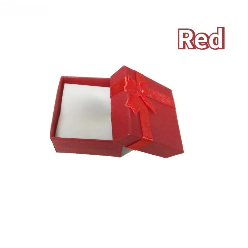 6/12PCS Multicolor Ring Storage Box Jewelry Ring Box Necklace Earrings Valentine's Day Birthday Wedding Gift Bowknot Packaging Qme Red 12PCS