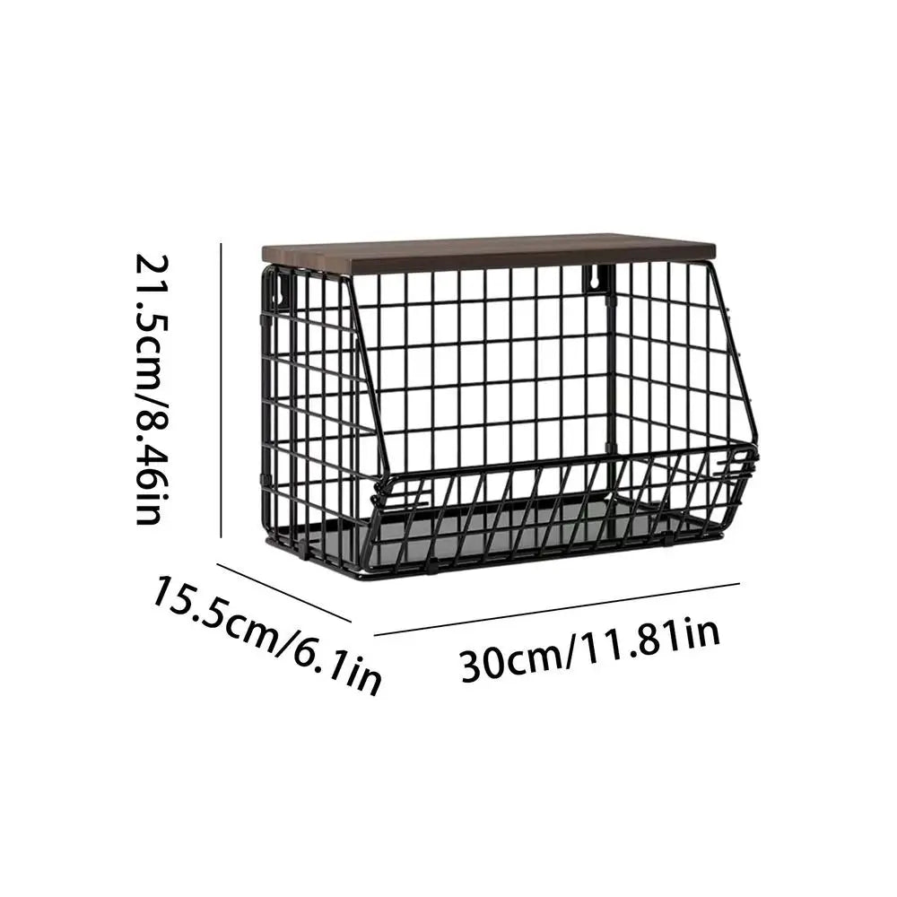 Fruit Vegetable Basket Wall Mounted Kitchen Storage Holder Wood Lid Qme A China Mainland