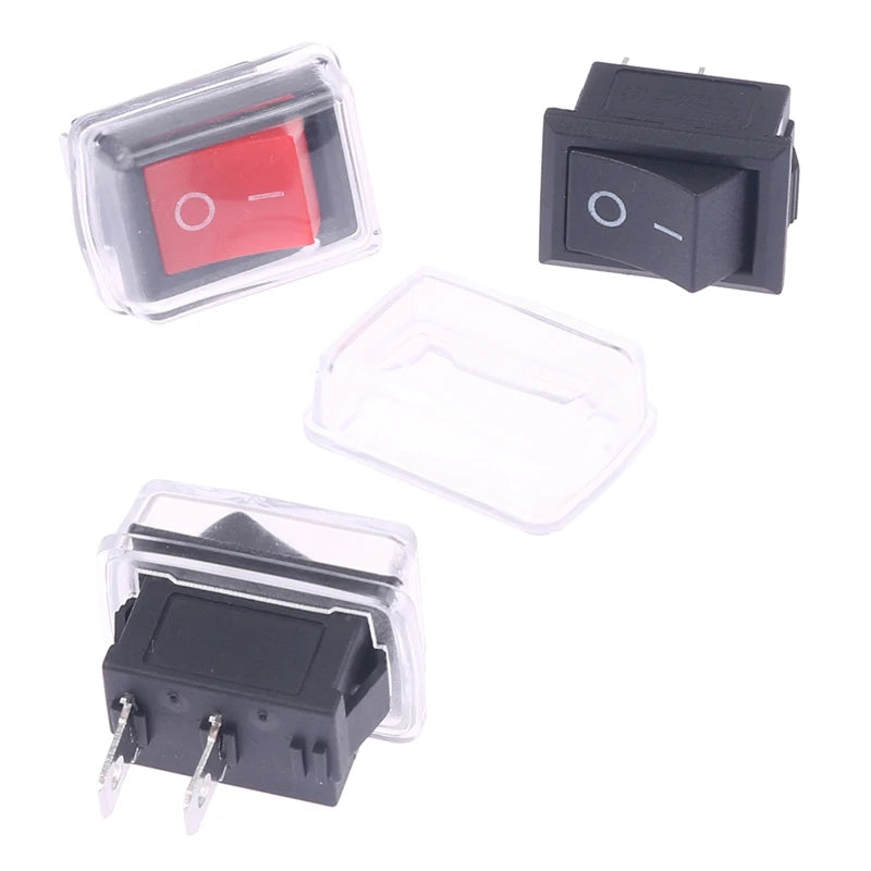 Push Button Mini Switch 2Pin Snap-in Off Rocker Waterproof Cover Black Qme