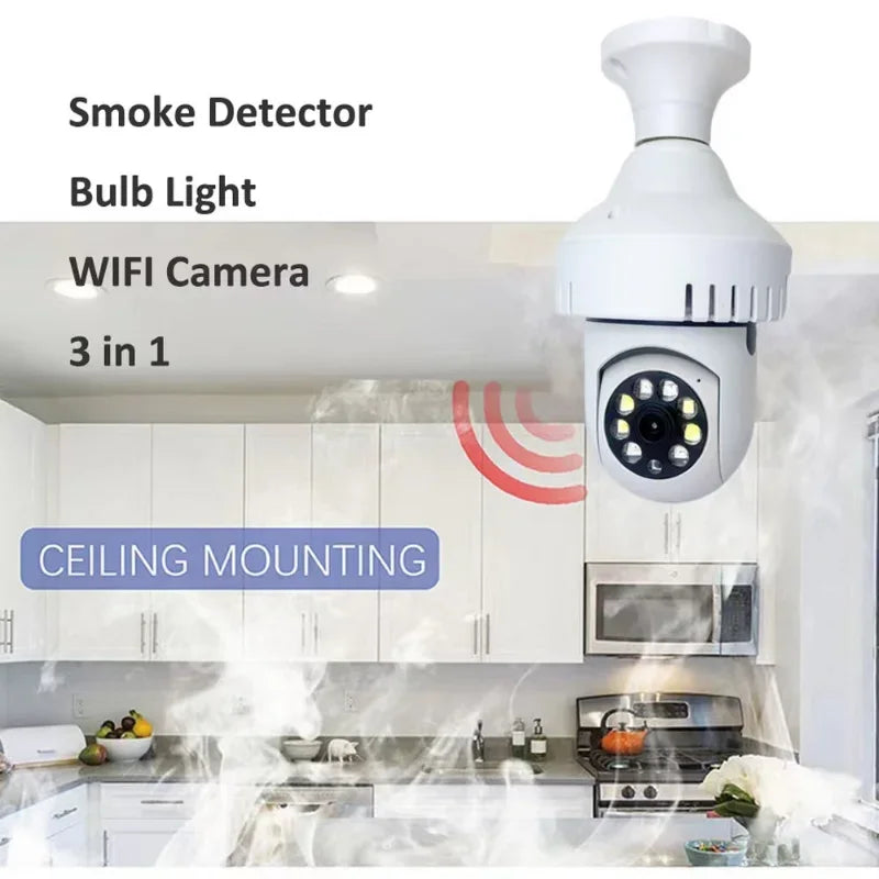 3-in-1 monitoring smoke alarm camera indoor video monitoring, 360-degree perspective, security protection camera TUYA control Qme