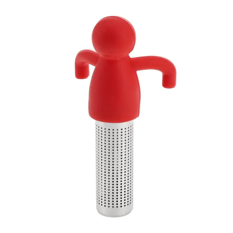 Stainless Steel Creative Human-shaped Tea Infuser Kitchen Home Use Qme one size Red