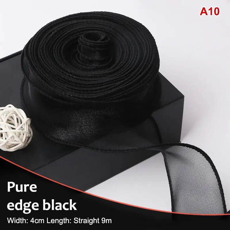 10Yards Organza Solid Ribbon Wavy Edge Flower Bouquet Gifts Packaging Qme A10