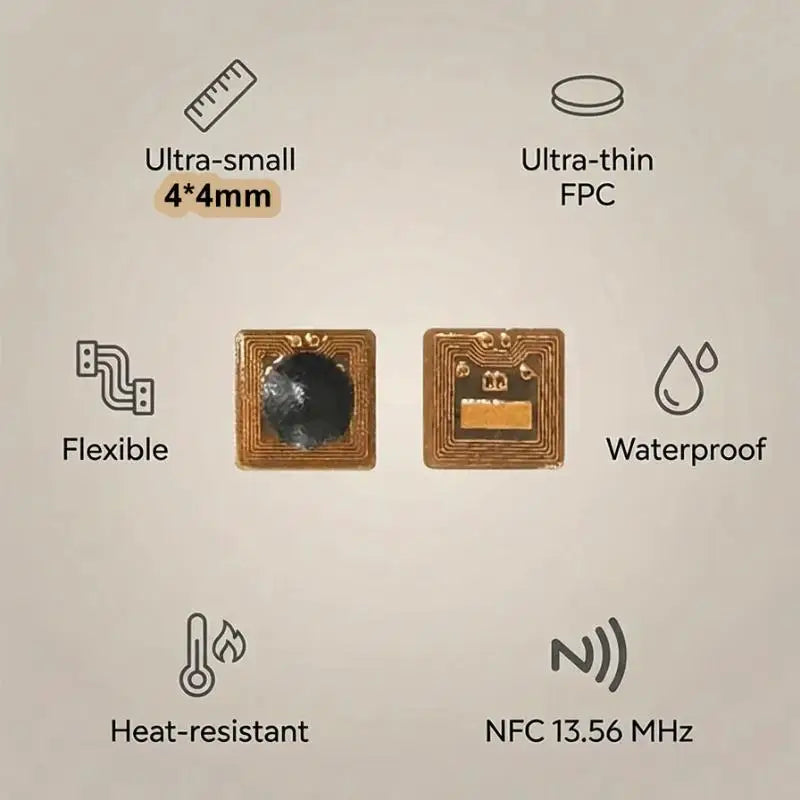 Programmable 4 Micro FPC NFC RFID Tag Sticker Ntag213 Reading Range Qme