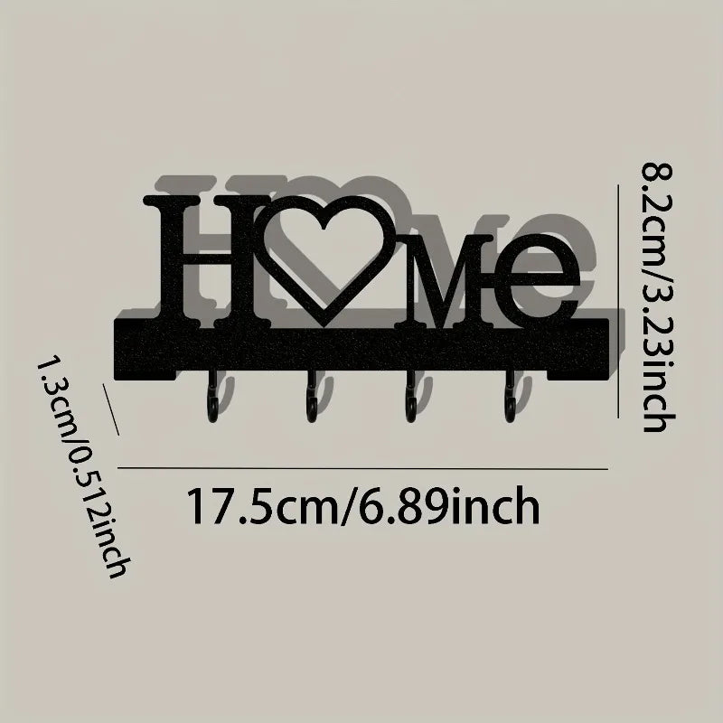 1pc Home Love Shaped Keychain Wall-Mounted Entry Organizer with Hooks, No Drilling Required, Suitable for Living Room Home Decor Qme