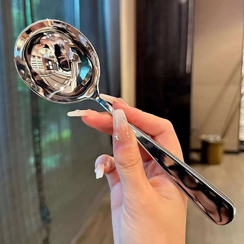 Stainless Steel Round Spoon Net Red Golden Dinner Long Handle Qme