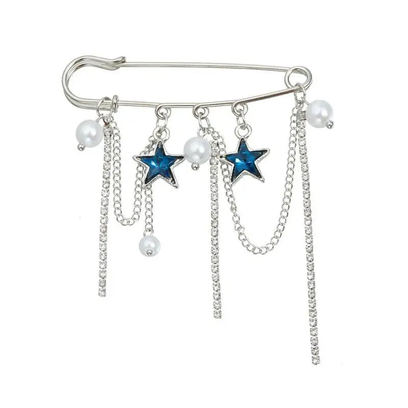 Jewelry Retro Star Love Pearl Chain Tassel Brooches Elegant Women Clothing Decor Accessories Bag Pendant Suit Pins Gift Qme style 9