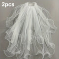 Bridal Veil Bachelorette Party White Bow Wedding Veil Elegant Tulle Layer Hair Clip for Women and Girls Qme 2pcs