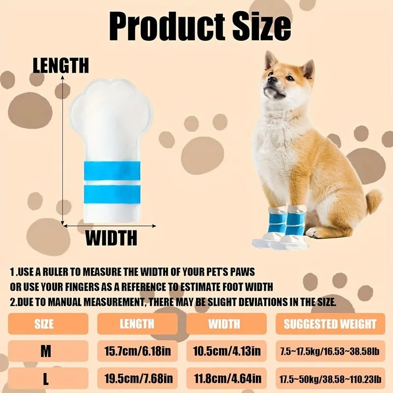20 sets of disposable dog boots with 1 self-adhesive bandage roll, suitable for indoor and outdoor paw protection shoe covers Qme