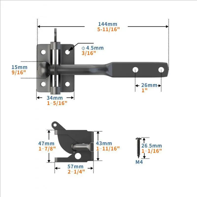 Auto Gate Latch Bolt Heavy Duty Slam Catch Universal Fit Metal Garden Qme A1