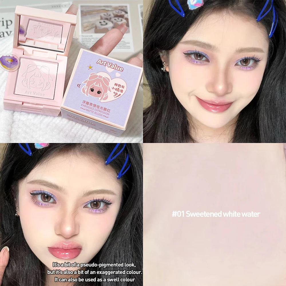 4-in-1 Case Makeup Palette Blush Matte Mineral Powder Long-lasting Natural Cheek Contour Tint 4 Color Face Blush Korean Cosmetic Qme