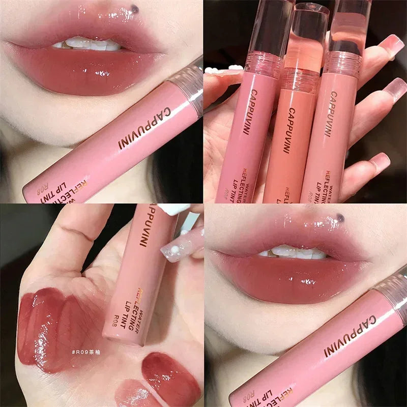 2024 New 6 Color Mirror Dyeing Lip Gloss Moisturizer Liquid Lipstick Waterproof Long Lasting Red Lip Tint Korean Makeup Cosmetic Qme 09