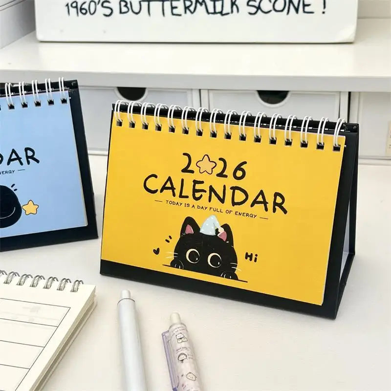 2026 Year Horse Mini Calendars Creative Desk Portable Travel Cute Cat Qme