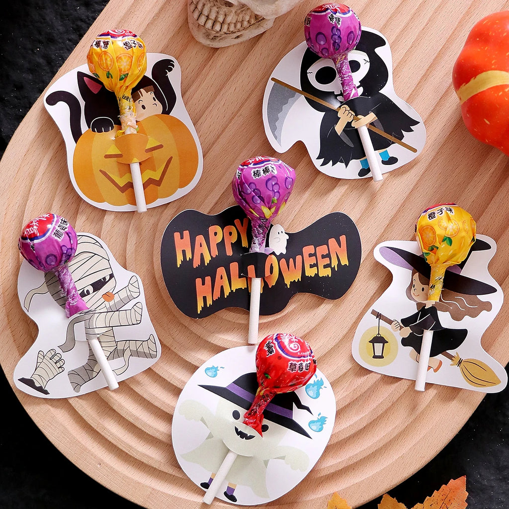 Halloween Lollipop Cards—Pack of 30: Fun Halloween Candy Cards for Kids, Featuring 6 Different Witch Designs to Celebrate Halloween Qme
