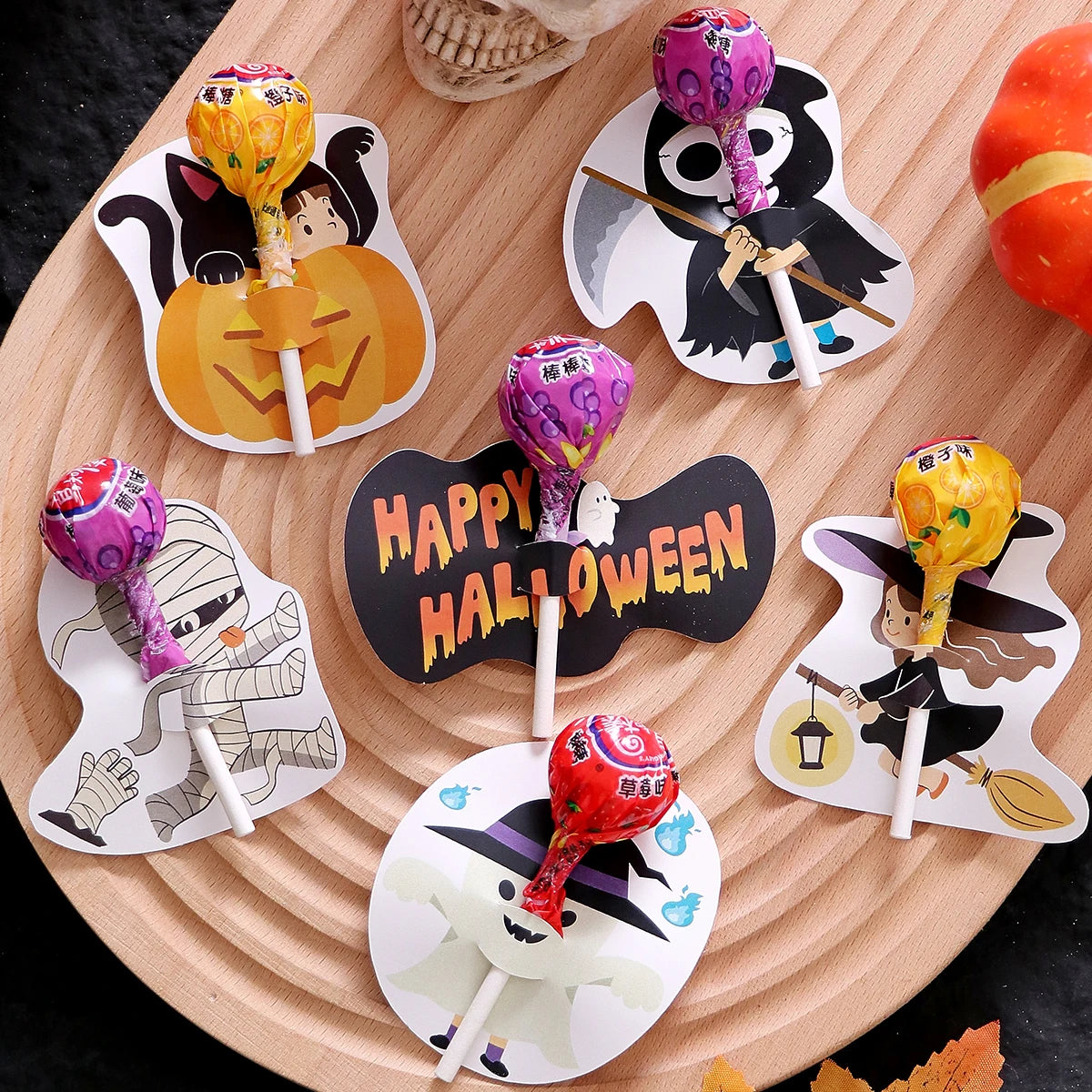 Halloween Lollipop Cards—Pack of 30: Fun Halloween Candy Cards for Kids, Featuring 6 Different Witch Designs to Celebrate Halloween Qme