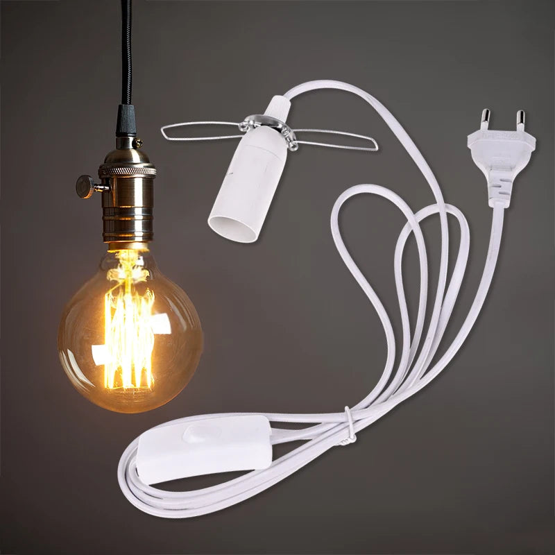 EU Plug E14 Hanglamp Holder Light Bulbs Socket Switch Wire 1 55m Qme