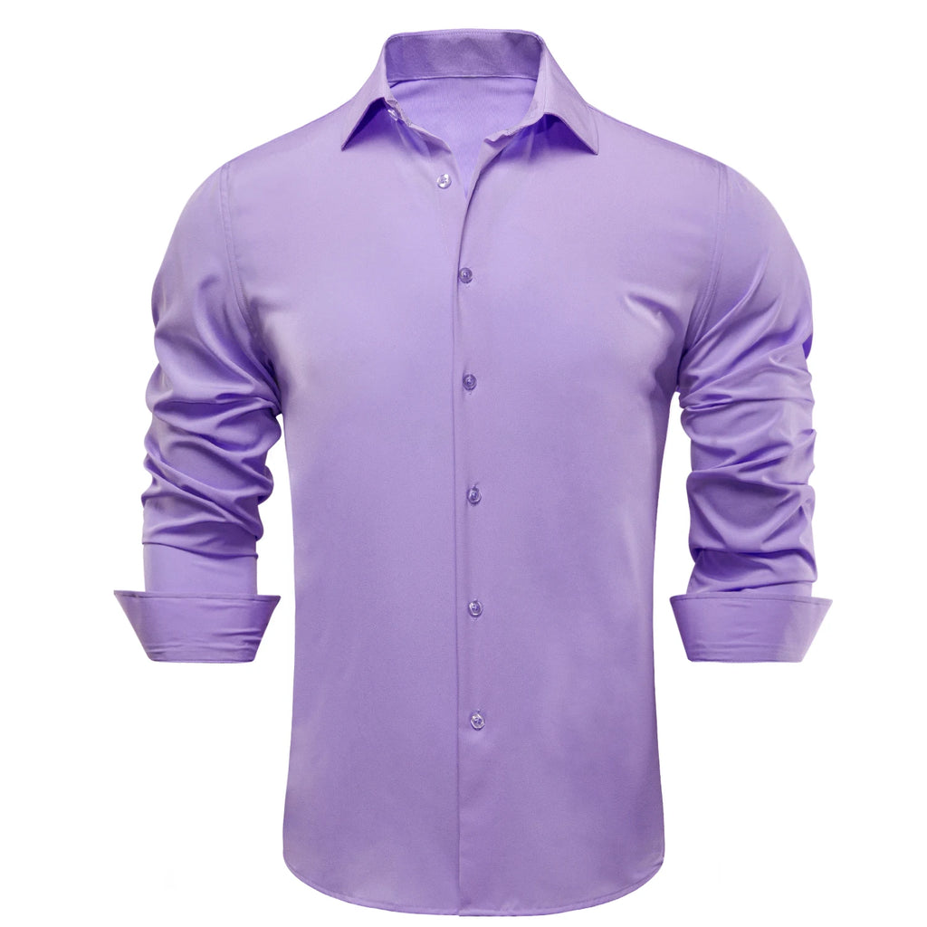 Hi-tie Jacquard Paisley Light Blue Mens Shirt Long Sleeve Lapel