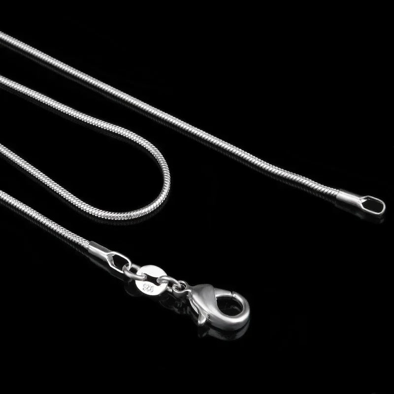 1-5PCS Fine 925 sterling silver necklace women, silver fashion jewelry Snake Chain 1mm Necklace 16 18 20 22 24" Qme Silver 1pcs 40cm