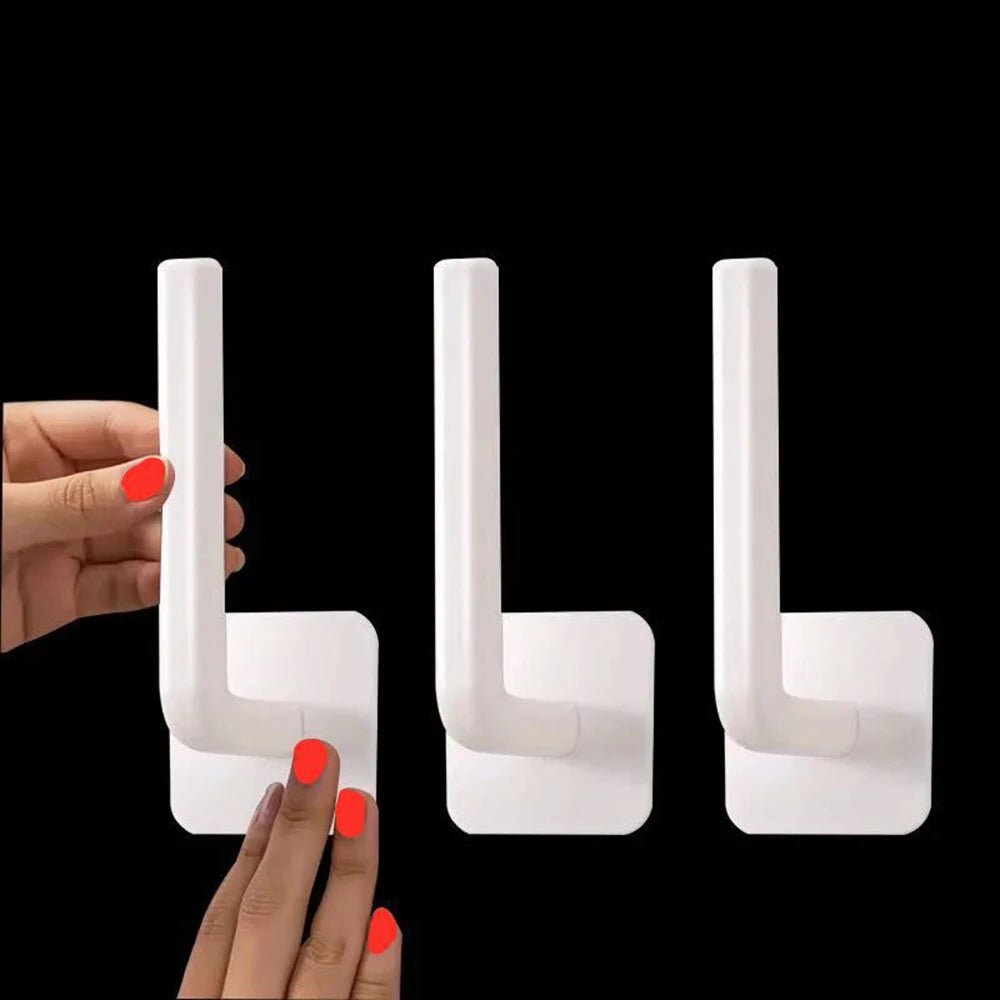 2Pcs No Hole Multifunctional Hooks Lazy Rag Hangers Kitchen Wall Mounted Paper Towel Organiser Qme