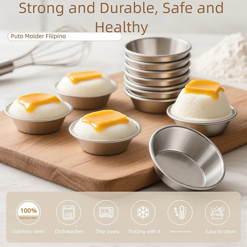 Puto Cake Mold Aluminum Alloy Egg Tart Cup Cupcake Mini Round Baking Qme