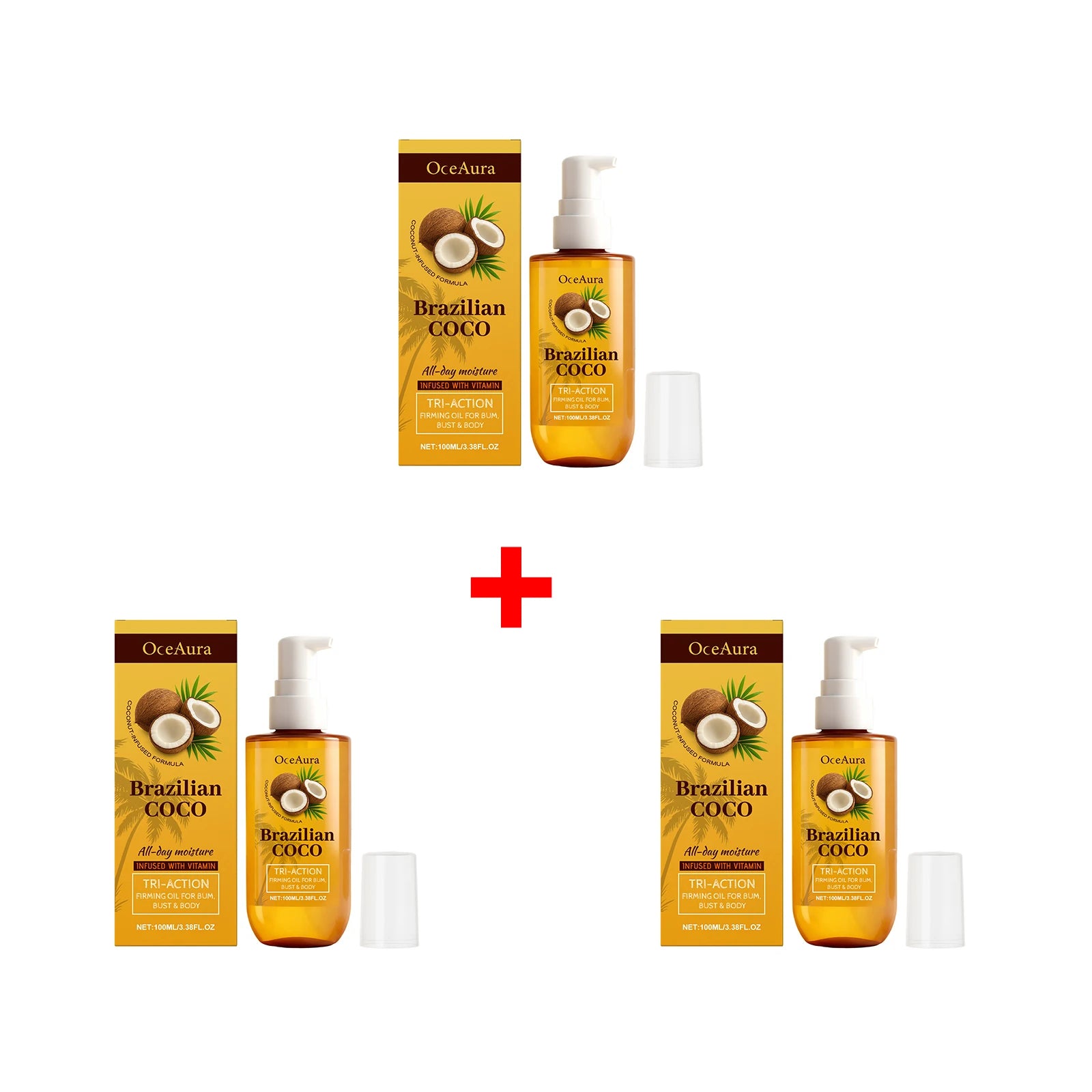 Coconut Essential Oil Brightening Skin Moisturizing Smooth Improve Rough Reduce Fine Lines Firming Lifting Tightening Body Oil Qme 3 x 100ml Boxed