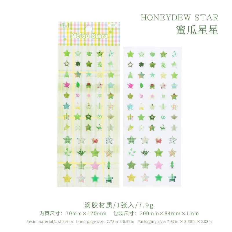 4 Designs Candy Star Series Lovely Five Point Star Theme Resin Stickers for Scrapbooking DIY Frame Collage Decoration Qme GN