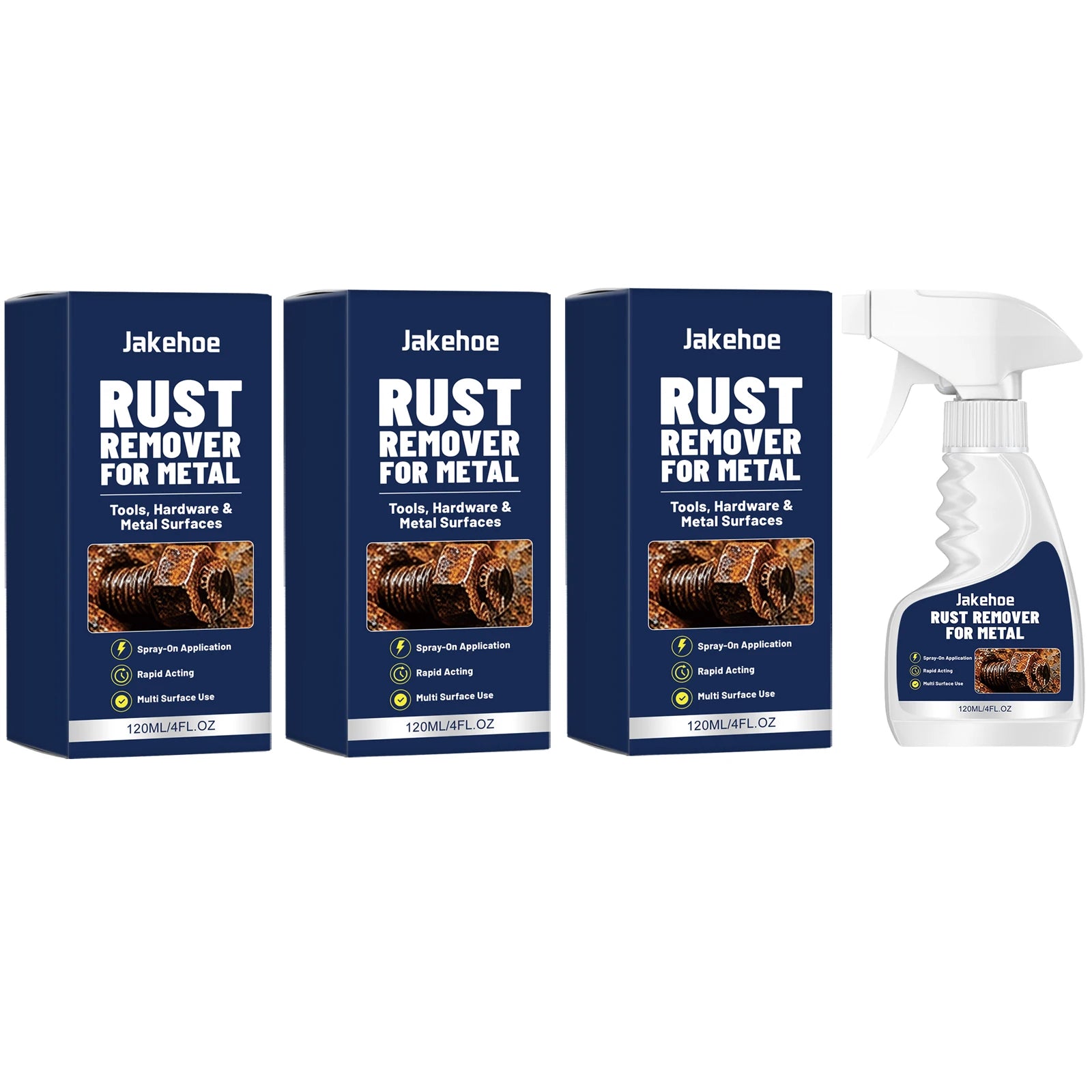 Metal Rust Removing Spray Eliminating Rust Stains Restoring Metal Shine Prevent Rust Fast Acting Daily Metal Surface Maintenance Qme 3 x 120ml Boxed