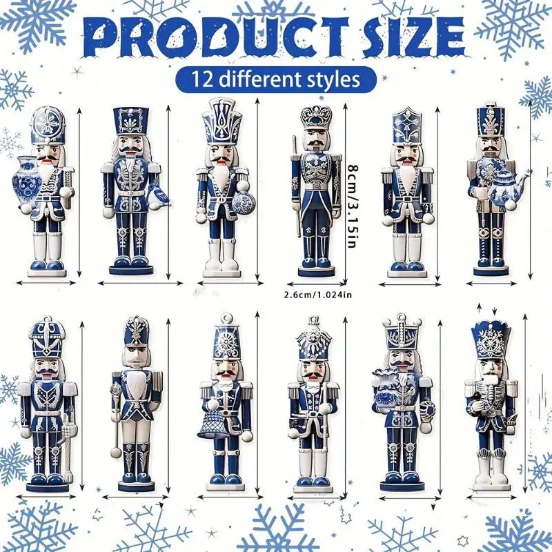 12PCS Nutcracker Wooden Decorative Set - New Year Christmas Gift, Party Decoration And Home Decor Xmas Tree Hanging Ornament Qme A
