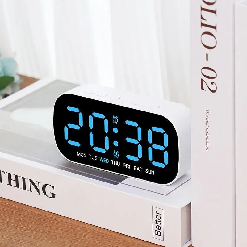 Desktop Digital Alarm Clock Temperature Date Week Dual Night Mode Qme