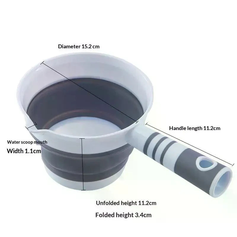 Water Scoop Collapsible Silicone Water Ladle With Antislip Handle Pour Spout For Kitchen Bathroom Camping Home Use Qme