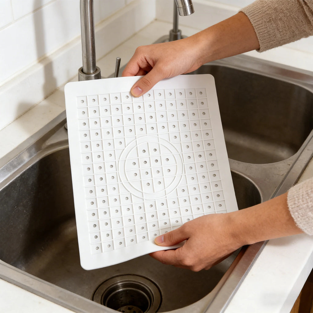 Quick Drain Kitchen Table Anti Slip Soft Foldable Rubber Sink Mat Non-Slip Easy-to-clean Sink Protector Kitchen Mat Qme
